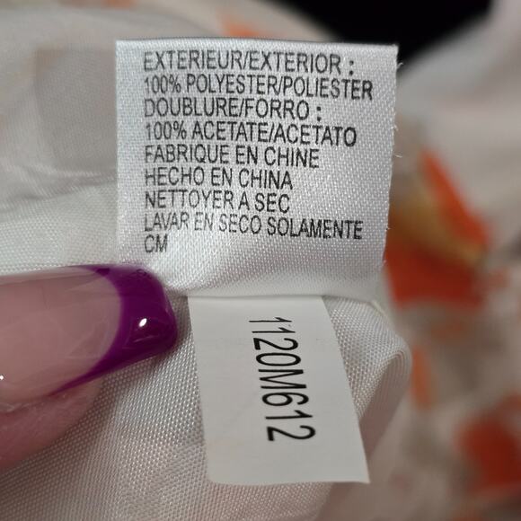 Tahari Arthur S. Levine Floral One‎ Shoulder Dress Orange White Fit & Flare Sz 8 - Picture 11 of 11